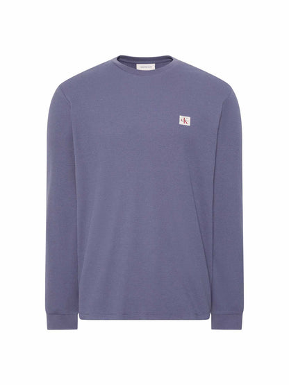 Calvin Klein CK Waffle Badge Crew, maglia da uomo blu
