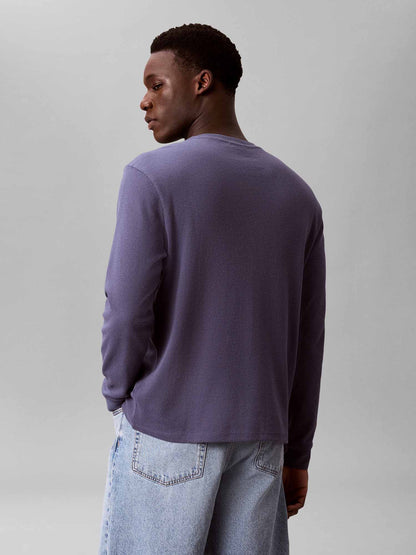 Calvin Klein CK Waffle Badge Crew, maglia da uomo blu