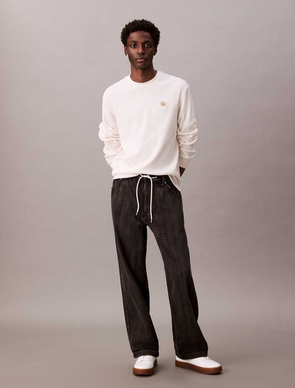 MAGLIA WAFFLE BADGE CALVIN KLEIN JEANS UOMO PANNA