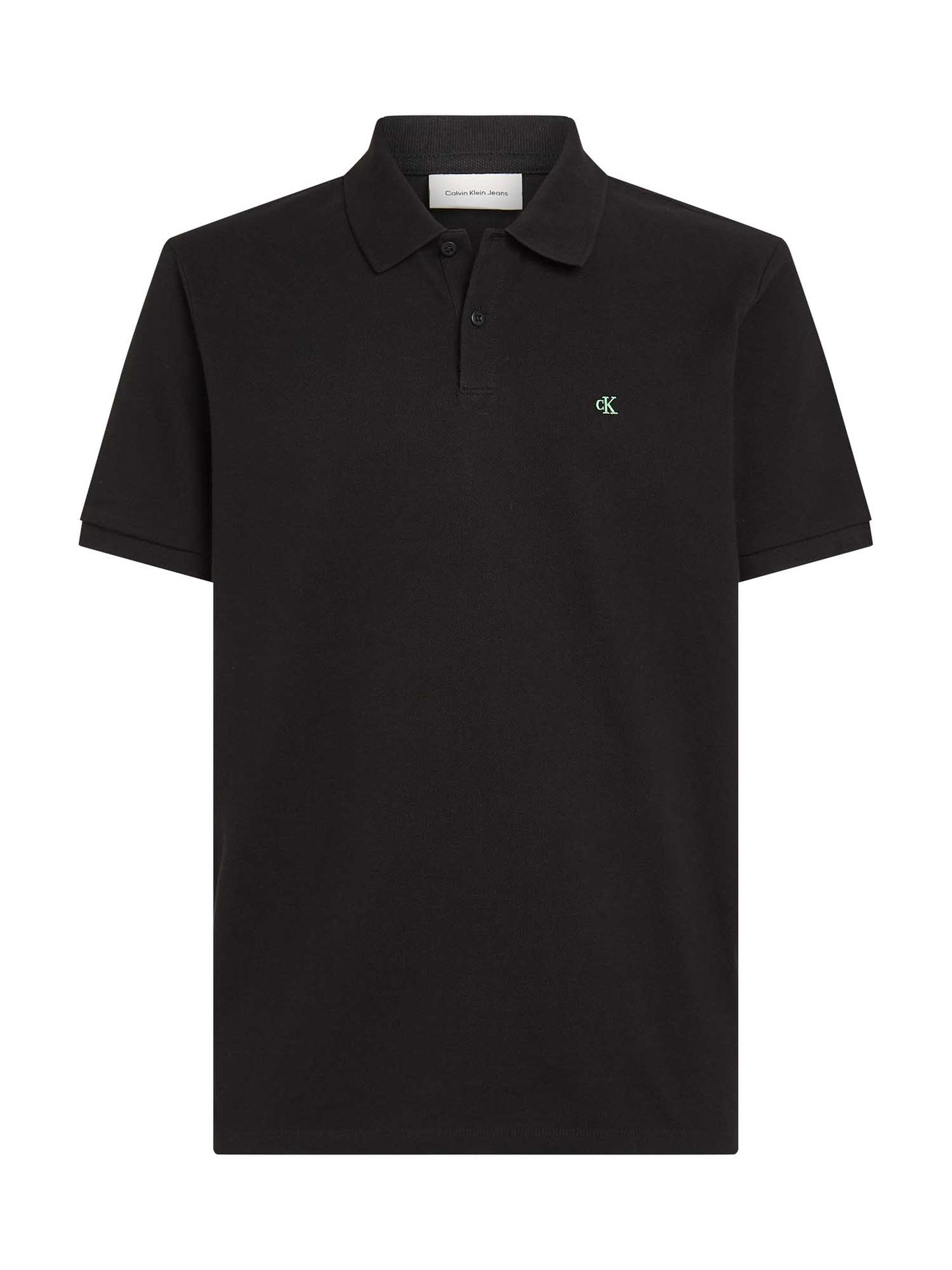 Polo nera da uomo Calvin Klein Jeans in piqué di cotone