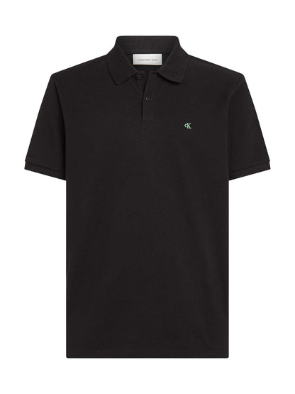 Polo nera da uomo Calvin Klein Jeans in piqué di cotone