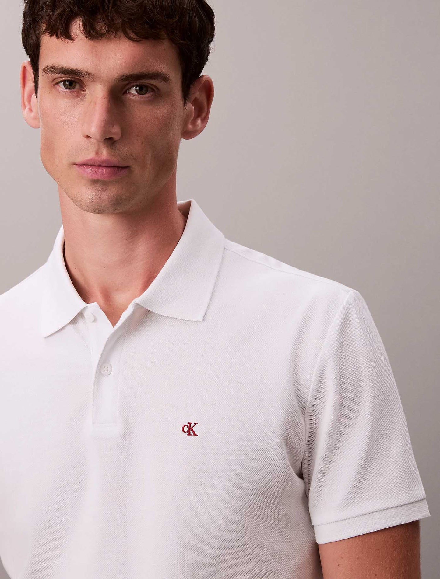 Polo da uomo bianca in cotone Calvin Klein Jeans