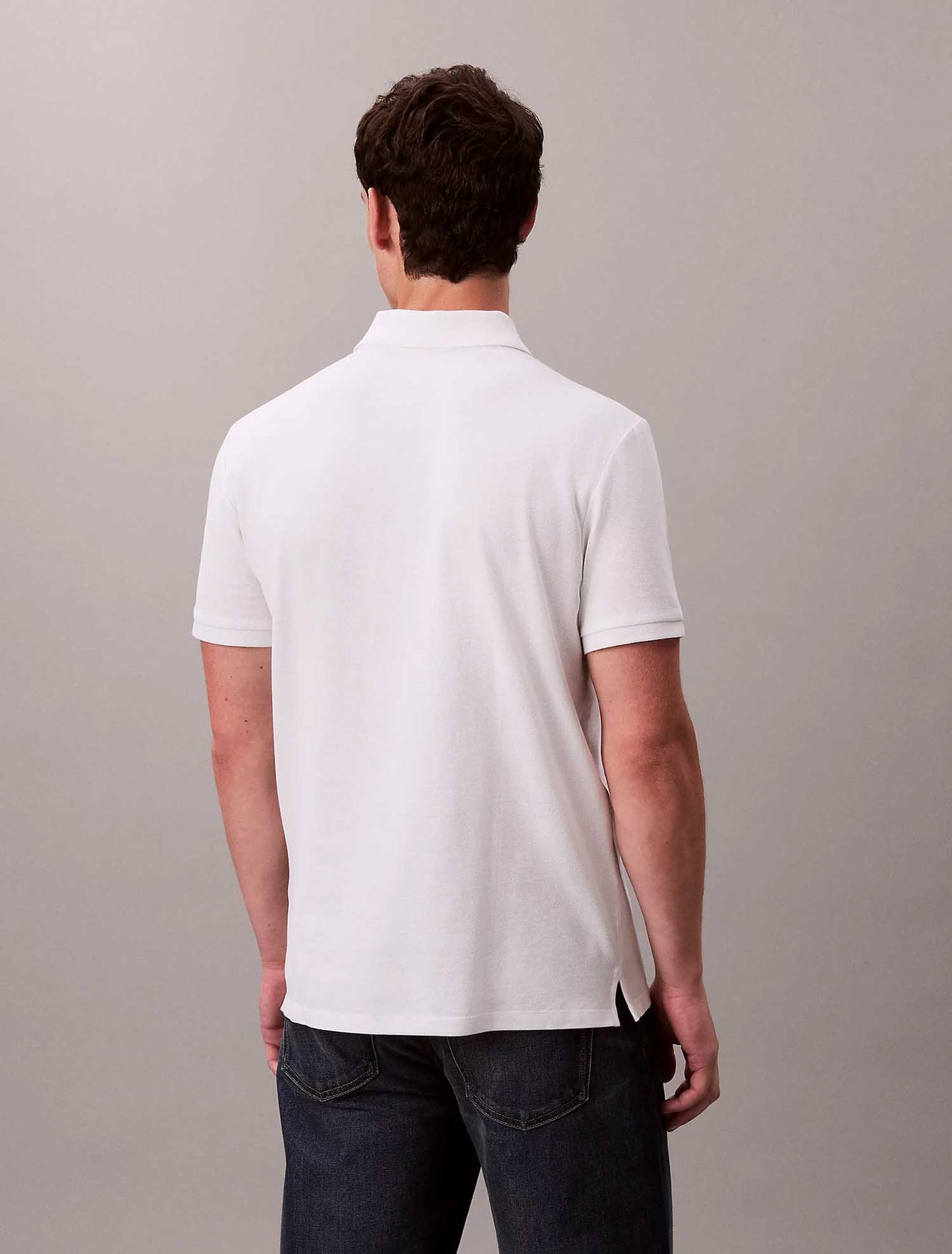 Polo da uomo bianca in cotone Calvin Klein Jeans