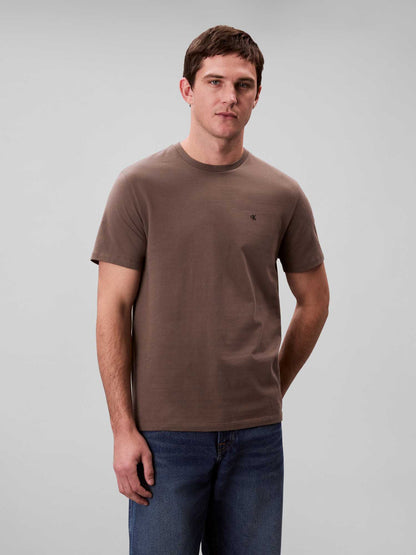 T-SHIRT CON LOGO RICAMATO CALVIN KLEIN JEANS UOMO BEIGE