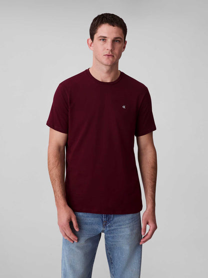 T-SHIRT CON LOGO RICAMATO CALVIN KLEIN JEANS UOMO BORDEAUX