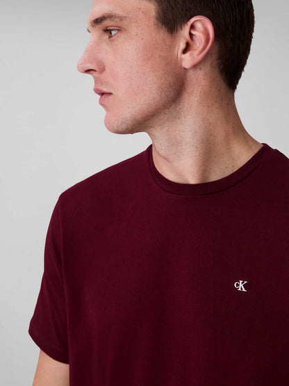 T-SHIRT CON LOGO RICAMATO CALVIN KLEIN JEANS UOMO BORDEAUX