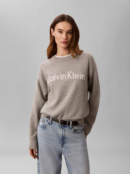 Calvin Klein Contrast Logo, maglia da donna grigia