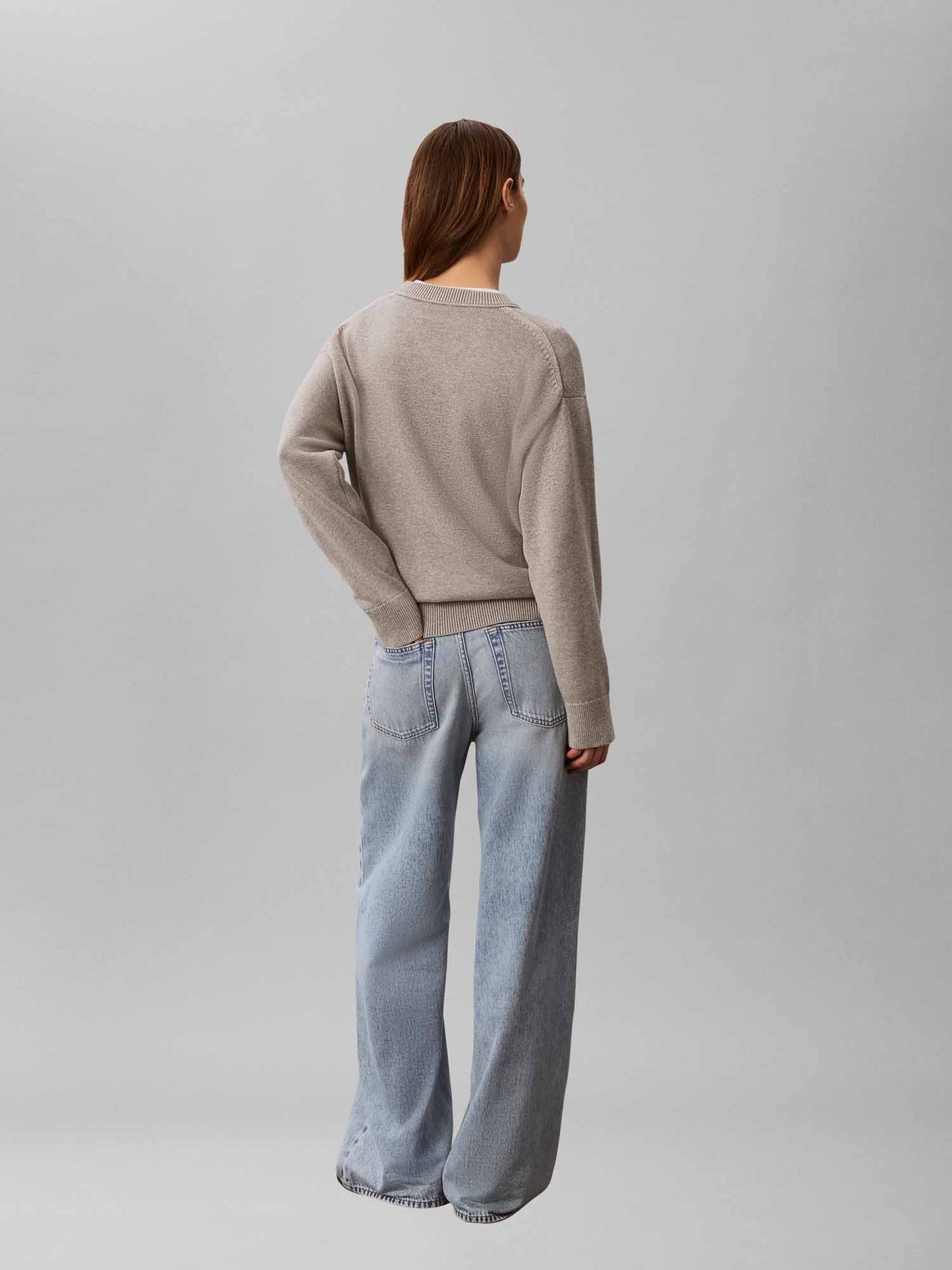 Calvin Klein Contrast Logo, maglia da donna grigia