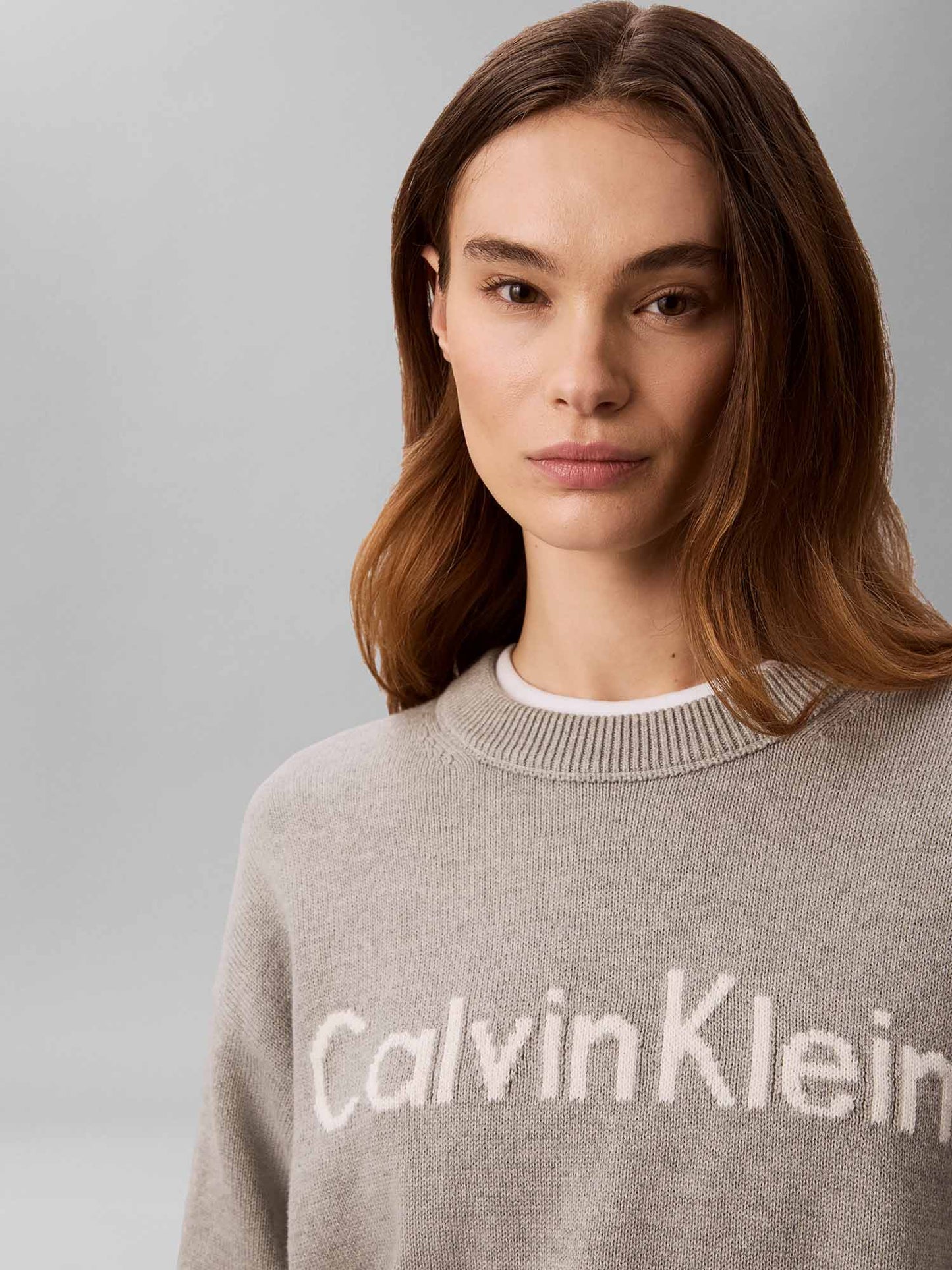 Calvin Klein Contrast Logo, maglia da donna grigia