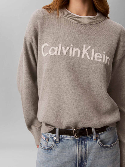 Calvin Klein Contrast Logo, maglia da donna grigia
