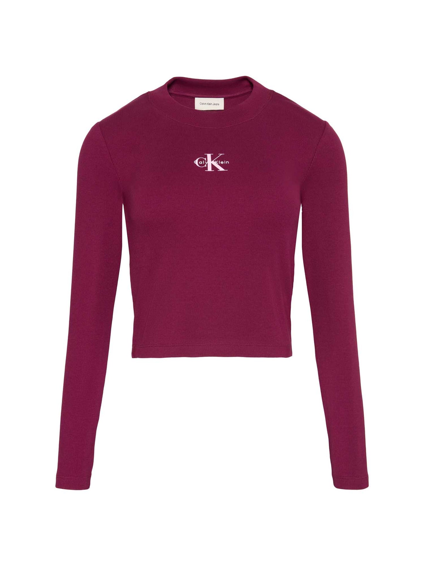 T-shirt a maniche lunghe Calvin Klein Jeans slim fit bordeaux da donna