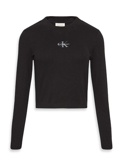 T-shirt maniche lunghe Calvin Klein Jeans slim nera da donna