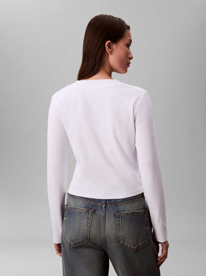 Calvin Klein Jeans t-shirt maniche lunghe slim fit bianca da donna