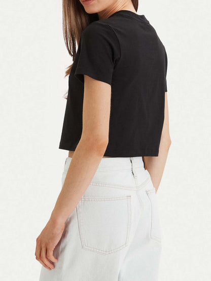 Calvin Klein Jeans T-shirt cropped nera da donna con logo