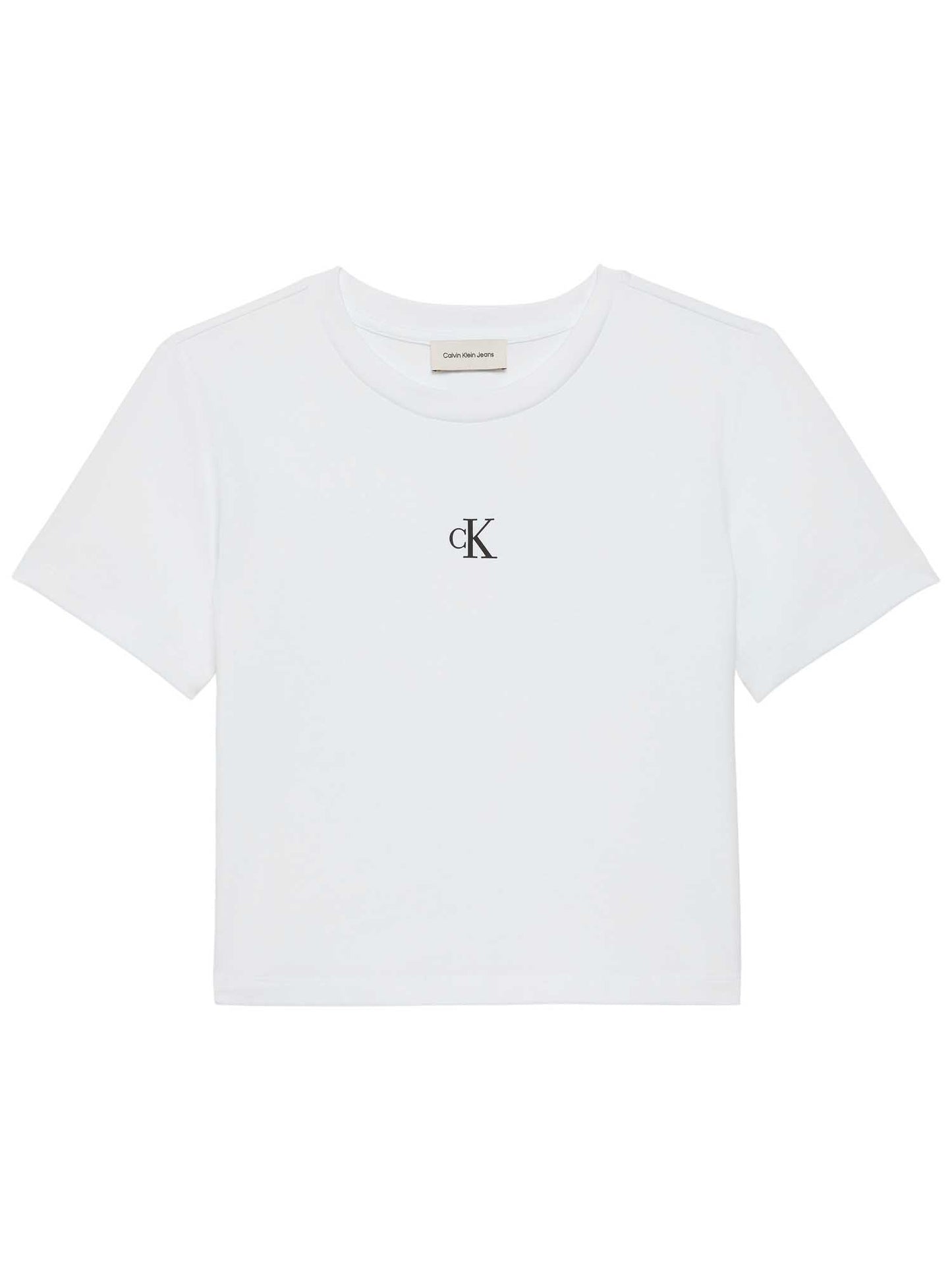 T-shirt bianca cropped Calvin Klein Jeans con logo da donna