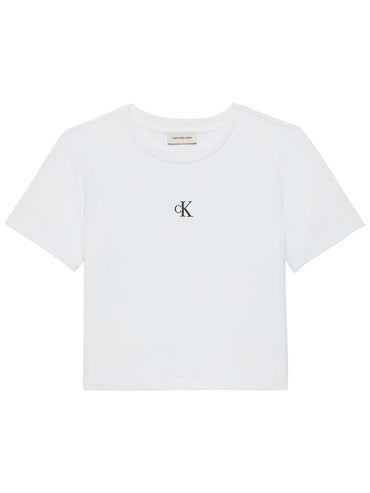T-SHIRT BIANCA CALVIN KLEIN JEANS CROPPED CON LOGO DA DONNA
