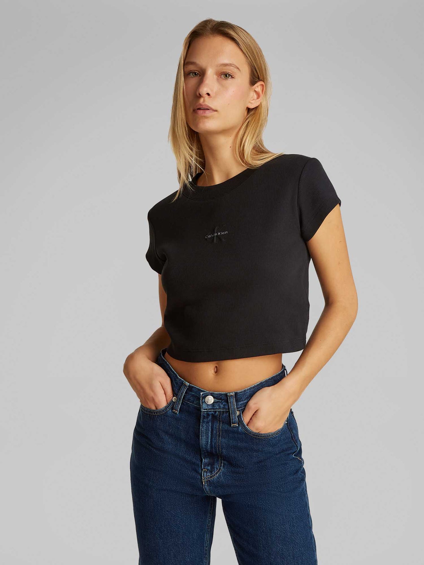 T-SHIRT MONOGRAM BABY TEE CALVIN KLEIN JEANS DONNA NERO
