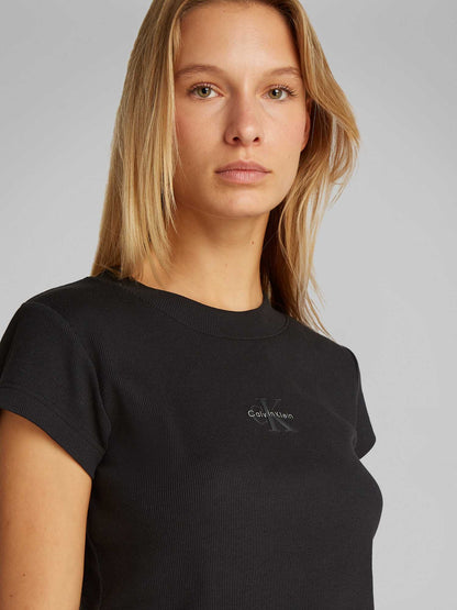 T-SHIRT MONOGRAM BABY TEE CALVIN KLEIN JEANS DONNA NERO