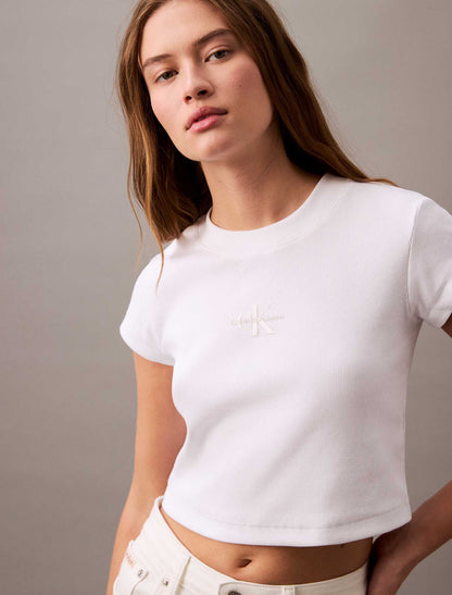 T-SHIRT MONOGRAM BABY TEE CALVIN KLEIN JEANS DONNA BIANCO