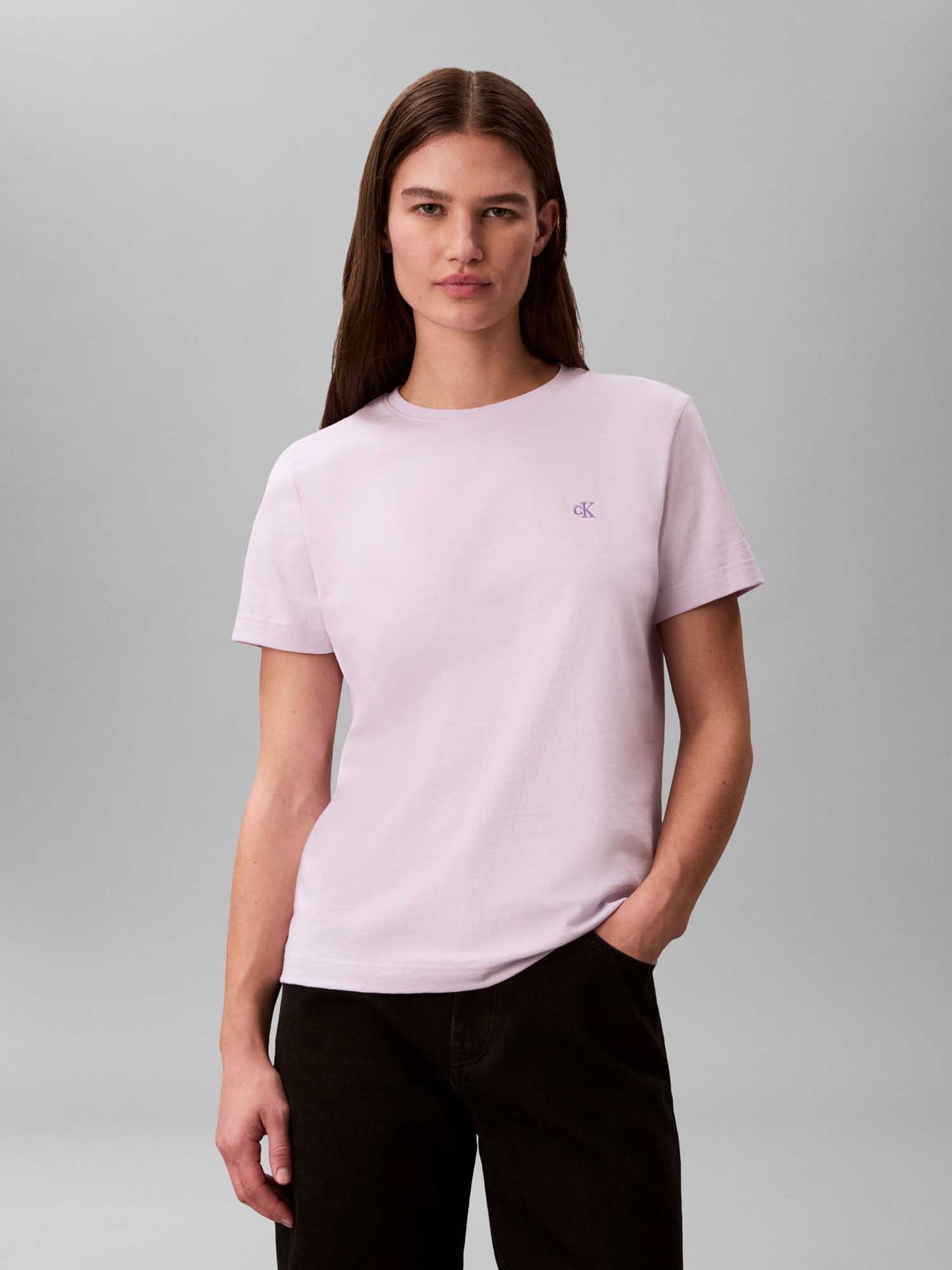 T-shirt donna lilla Calvin Klein Jeans girocollo in cotone