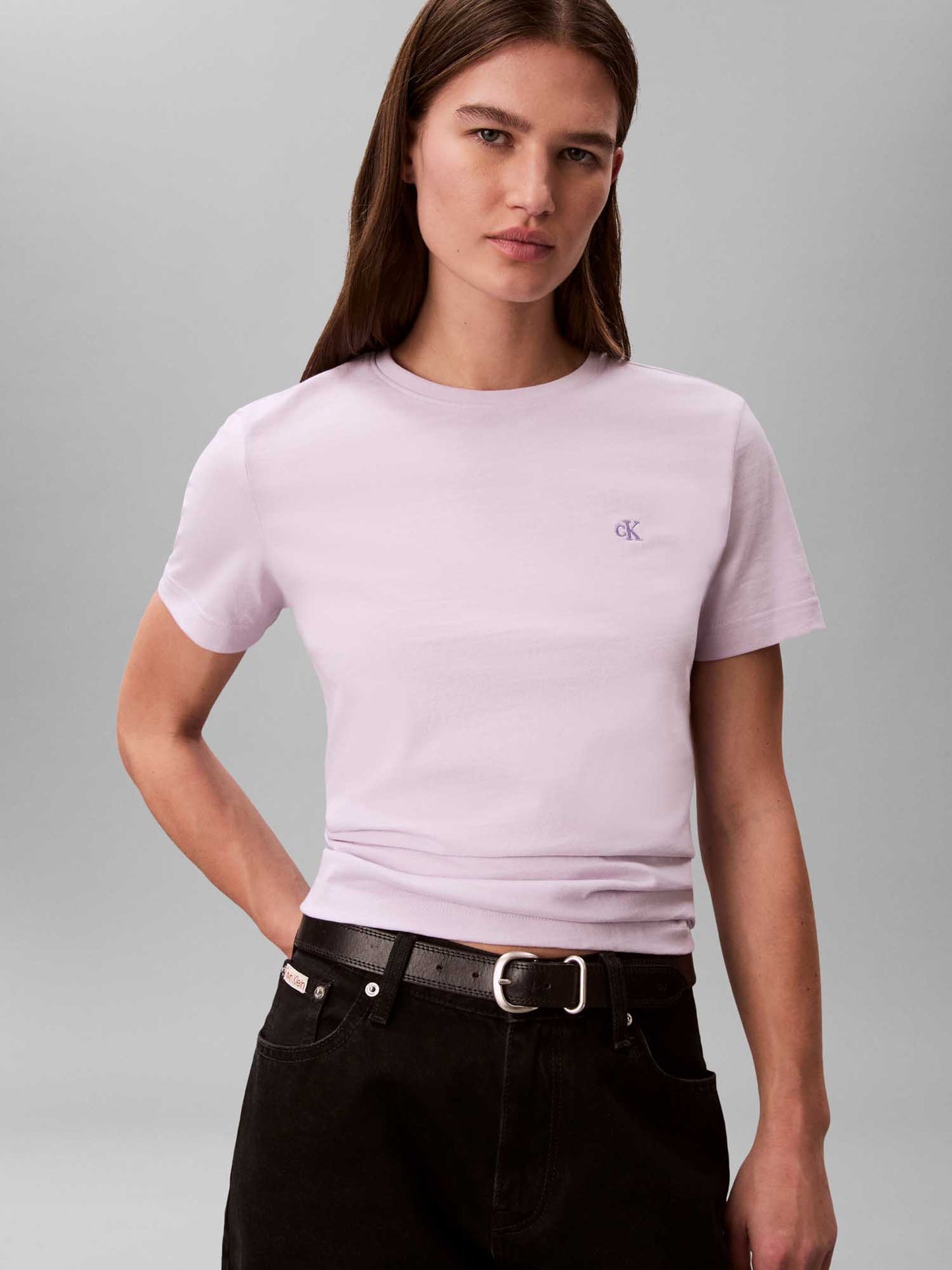 T-shirt donna lilla Calvin Klein Jeans girocollo in cotone