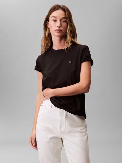 T-shirt girocollo Calvin Klein da donna in nero