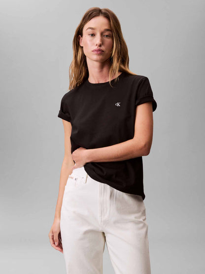Ck monogram crew tee t-shirt da donna nero