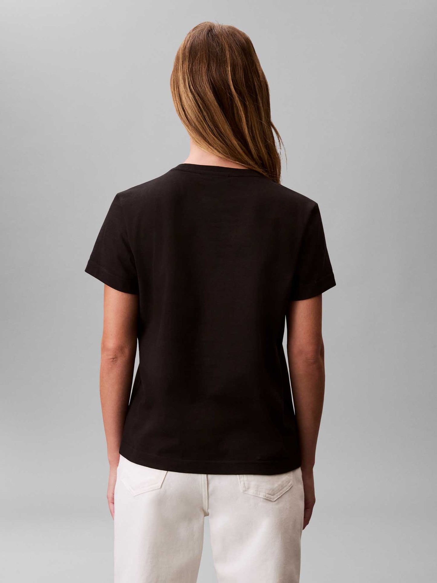 T-shirt girocollo Calvin Klein da donna in nero