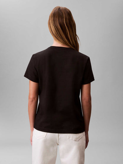 T-shirt girocollo Calvin Klein da donna in nero