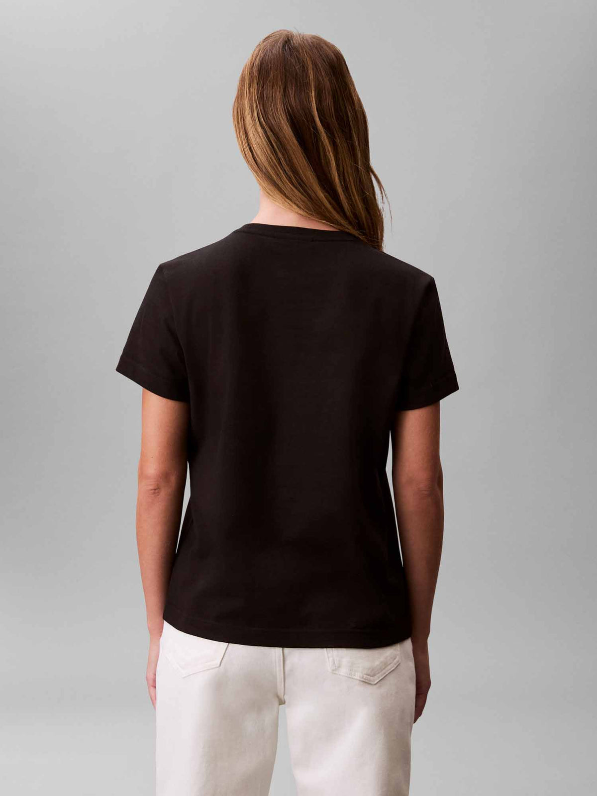 Ck monogram crew tee t-shirt da donna nero