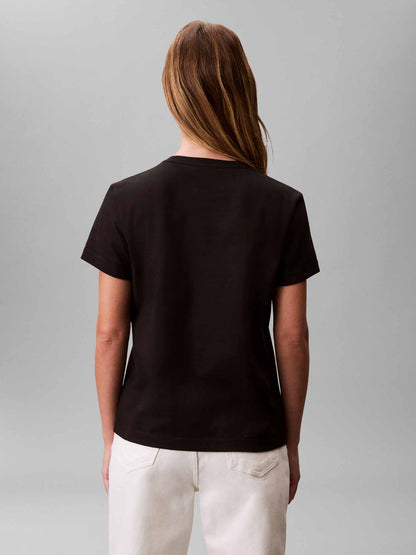 Ck monogram crew tee t-shirt da donna nero