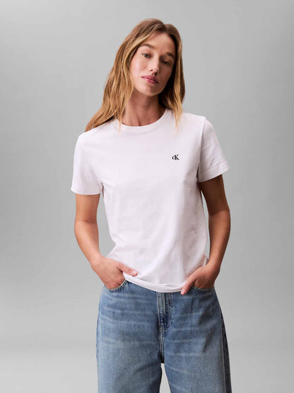 Ck monogram crew tee t-shirt da donna bianco