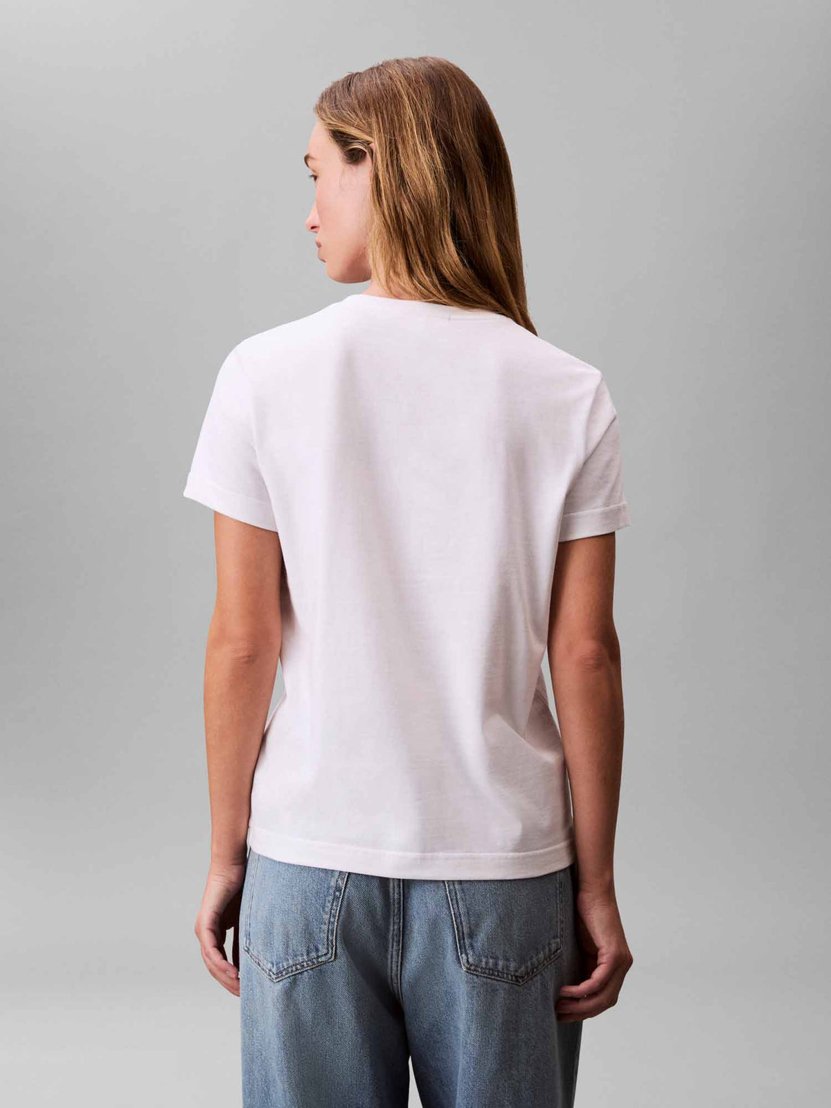 Ck monogram crew tee t-shirt da donna bianco