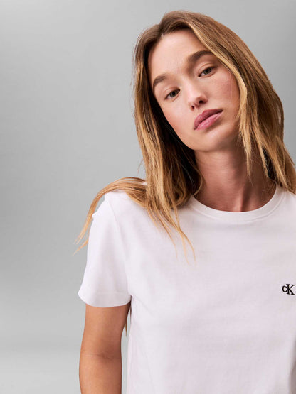 Calvin Klein t-shirt girocollo da donna bianca in cotone