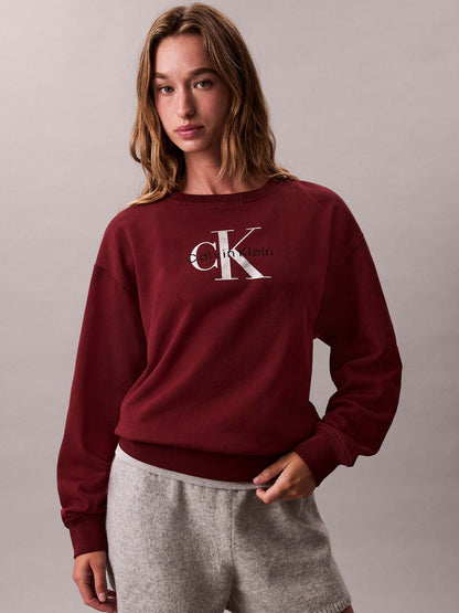 FELPA GIROCOLLO CALVIN KLEIN JEANS DA DONNA BORDEAUX