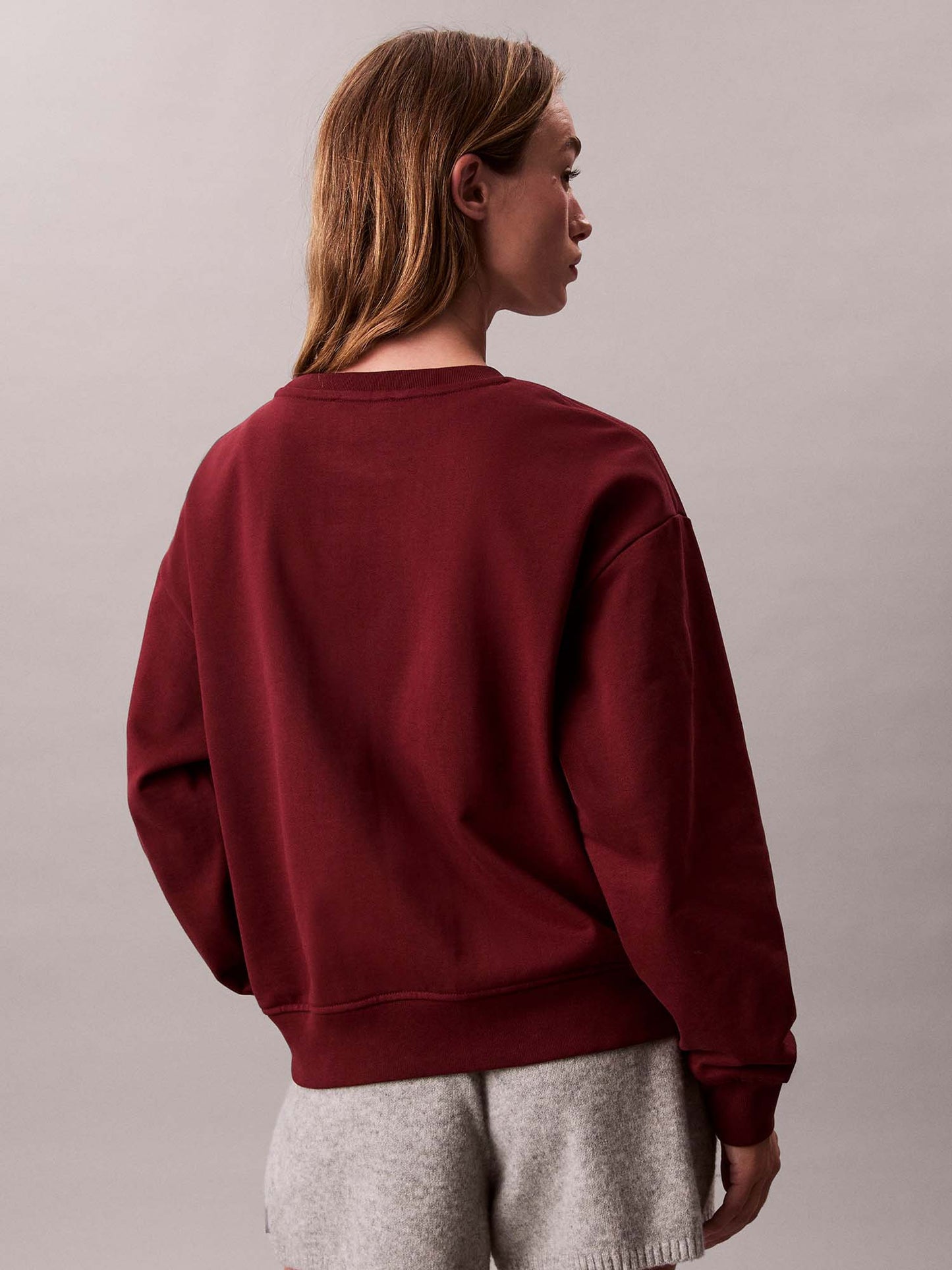 FELPA GIROCOLLO CALVIN KLEIN JEANS DA DONNA BORDEAUX