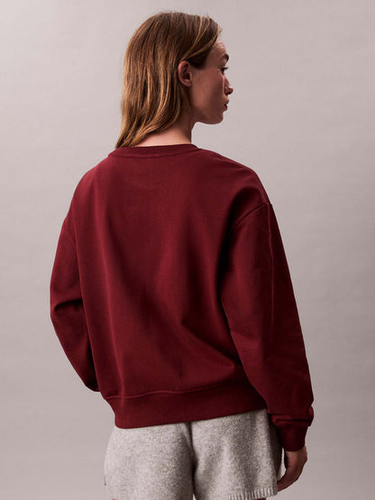 FELPA GIROCOLLO CALVIN KLEIN JEANS DA DONNA BORDEAUX