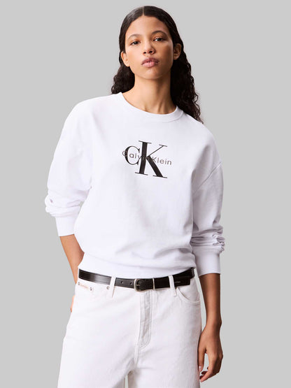 FELPA GIROCOLLO CALVIN KLEIN JEANS DA DONNA BIANCO