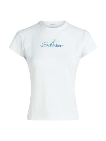 T-SHIRT SLIM SCRIPT CALVIN KLEIN JEANS DONNA BIANCO