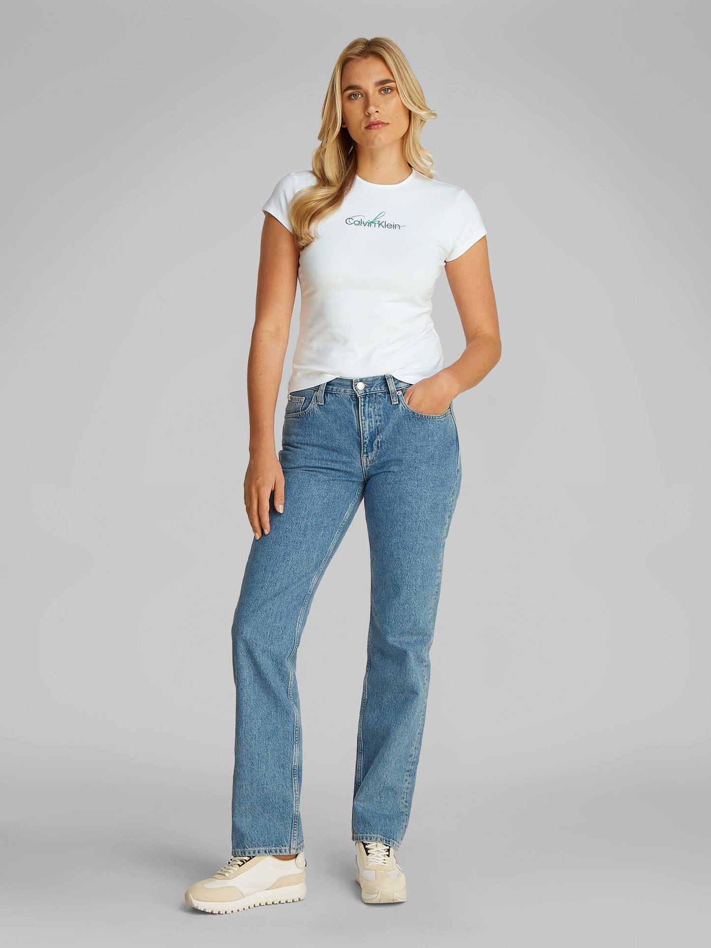T-SHIRT SLIM SCRIPT CALVIN KLEIN JEANS DONNA BIANCO