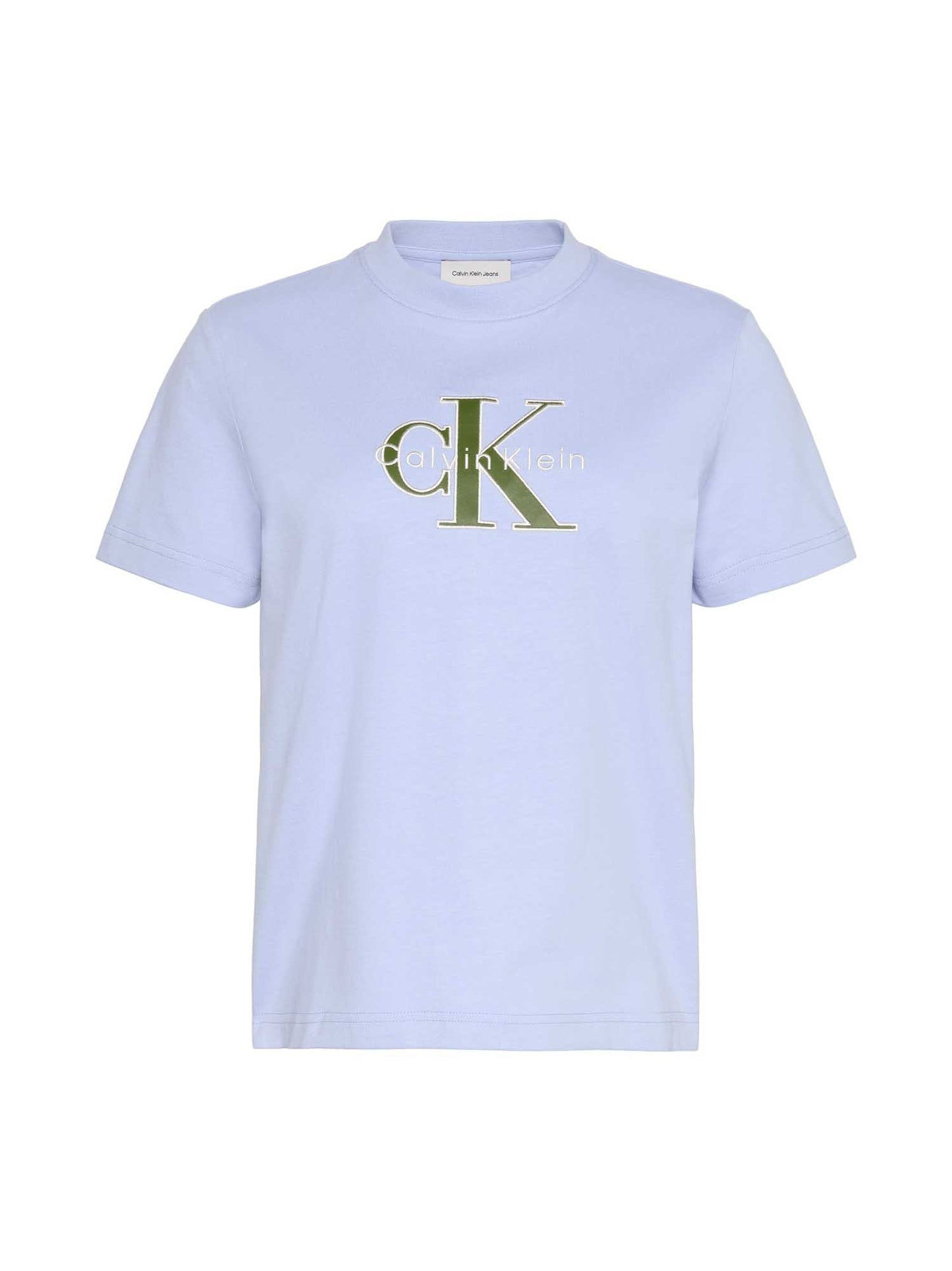 T-shirt lilla Calvin Klein Jeans con logo ricamato da donna