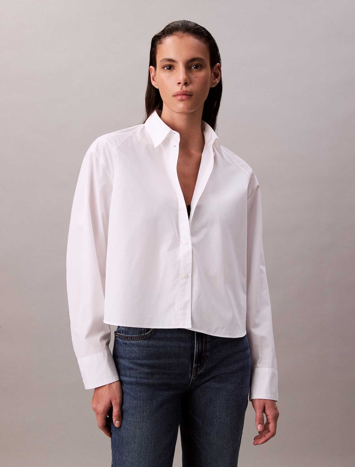 CAMICIA BOXY CROPPED CALVIN KLEIN JEANS DONNA BIANCO