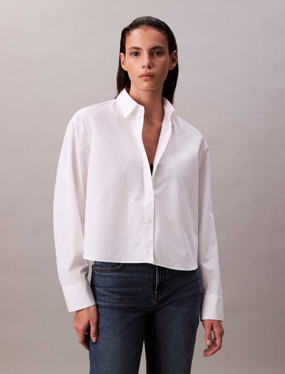 CAMICIA BOXY CROPPED CALVIN KLEIN JEANS DONNA BIANCO