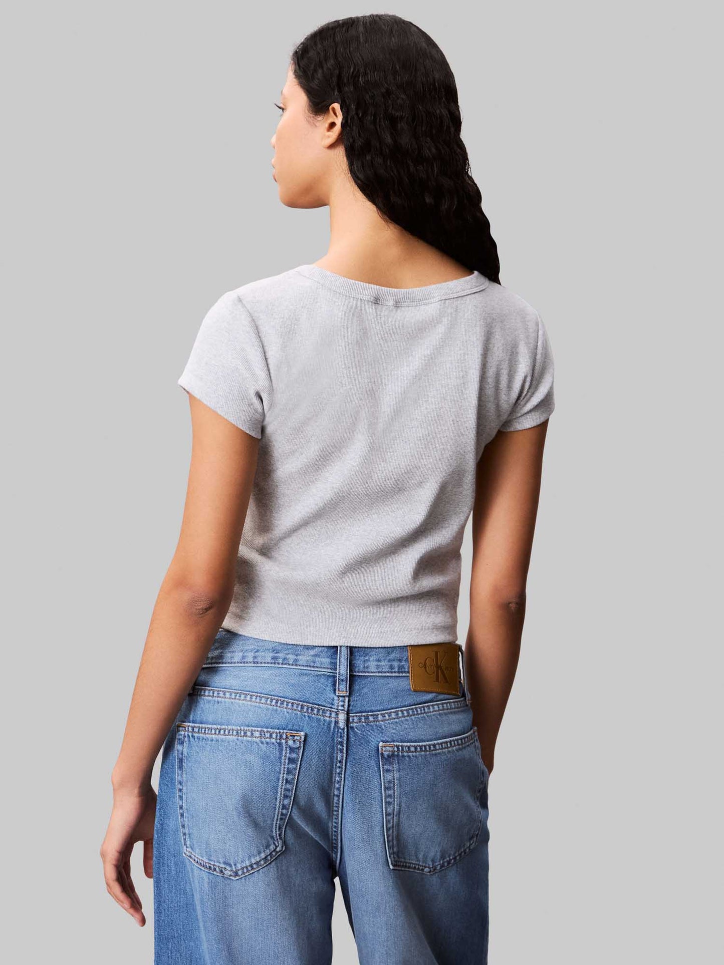 T-SHIRT A COSTINE ELASTICIZZATA CALVIN KLEIN JEANS DONNA GRIGIO