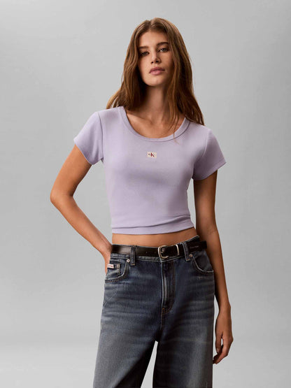 Calvin Klein Woven Label Baby, t-shirt maniche corte da Donna lilla