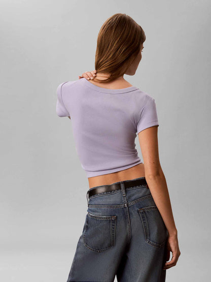 Calvin Klein Woven Label Baby, t-shirt maniche corte da Donna lilla