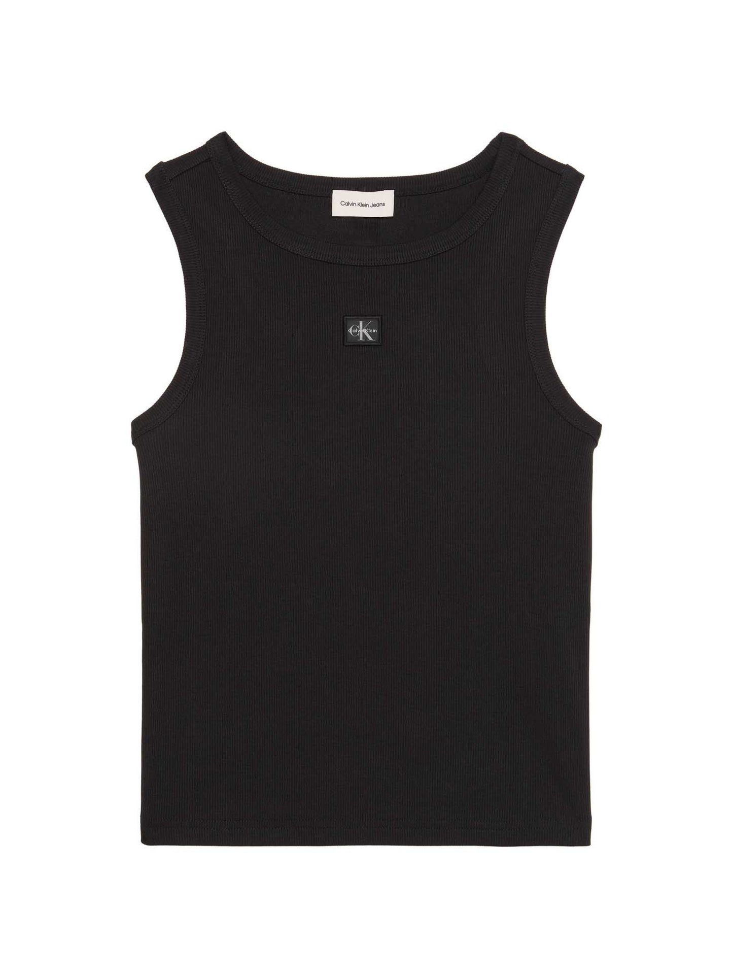 Canotta nera Calvin Klein Jeans in cotone a coste da donna