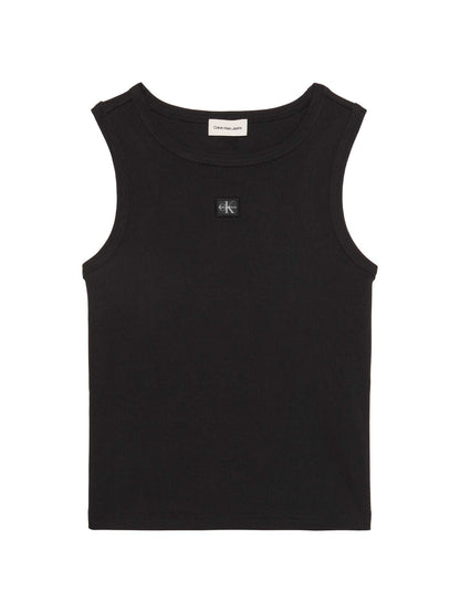 Canotta nera Calvin Klein Jeans in cotone a coste da donna