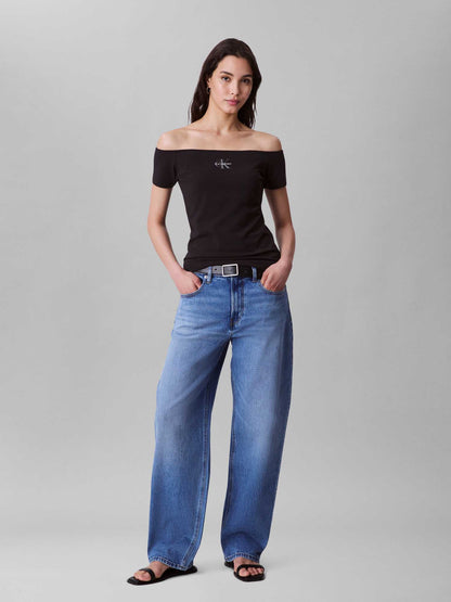 T-SHIRT COLLO A BARCA CALVIN KLEIN JEANS DA DONNA NERO