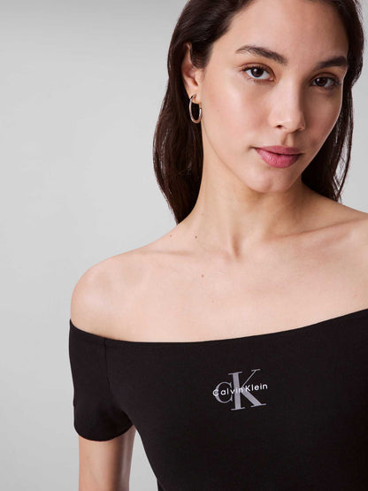 T-SHIRT COLLO A BARCA CALVIN KLEIN JEANS DA DONNA NERO